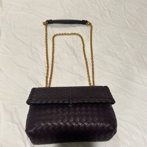 Brand New Bottega Veneta Olimpia Leather Shoulder Bag In Purple